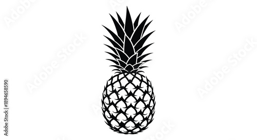 A striking black silhouette of a pineapple showcases its textured surface and distinctive crown silhouette high quality professional