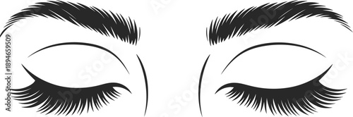 beauty, eyes, eyelashes, eyebrows, makeup, closed, feminine, face, cosmetic, elegant, vector, illustration, fashion, salon, glamour, style, sketch, graphic, design, woman, liner, aesthetic