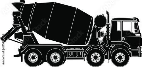 cement, mixer, truck, construction, vehicle, concrete, industry, equipment, transport, building, engineering, heavy, machinery, silhouette, vector, illustration, 
