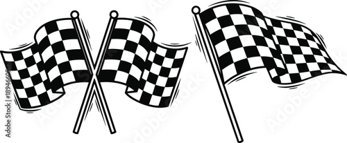 checkered flag, racing flag, finish line, motorsport, speed, competition, victory, race symbol, sport, vector, icon, black, white, waving, illustration, isolated, design, 