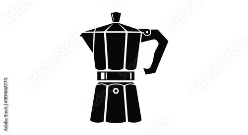 A striking black silhouette of a classic stovetop moka pot showcasing its unique design silhouette high quality professional