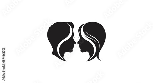 A striking depiction of two female profiles facing each other creating a harmonious and elegant silhouette high quality