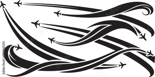 Airplanes Flying in Formation with Streamers and Ribbons Design