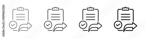 Action Plan with Clipboard Project Implementation and Execution Arrow Icon. Vector Illustration