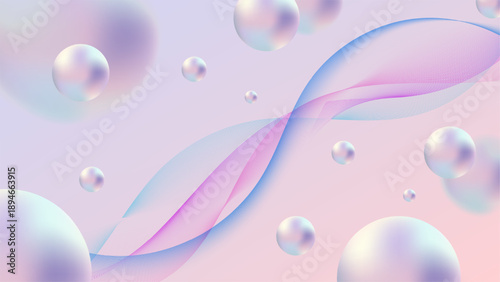 Abstract 3D iridescent sphe...