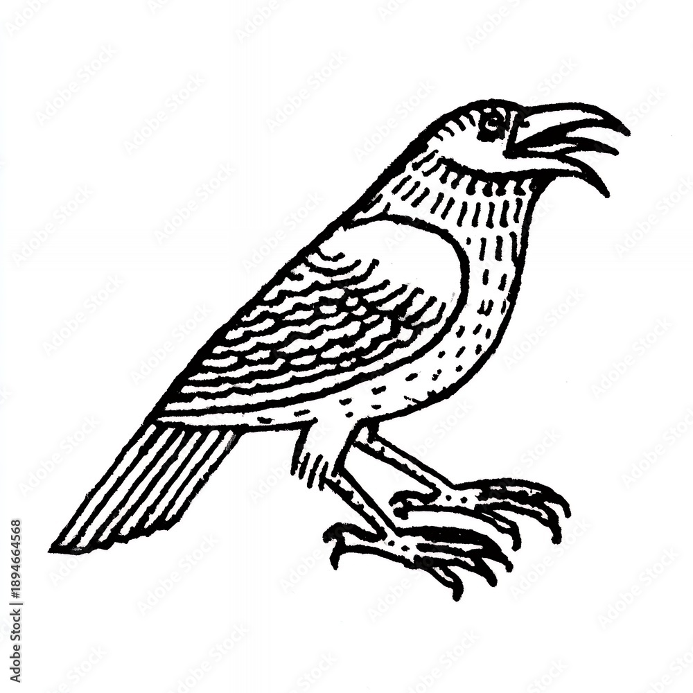 Fototapeta premium simple crow illustration on white background
