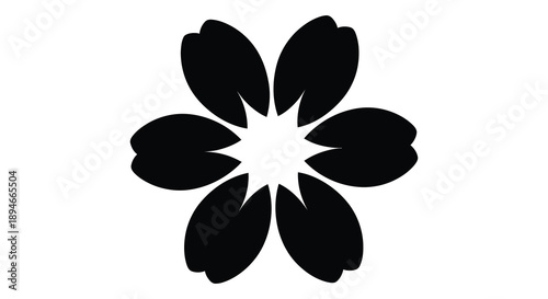 A striking floral design features six dark petals surrounding a central void creating a bold silhouette high quality