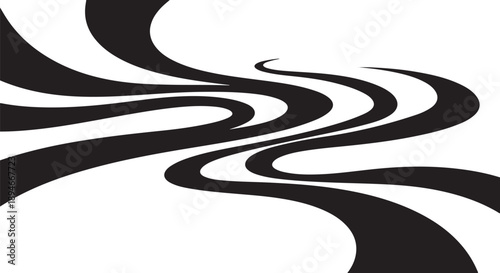 Black and white abstract swirling wavy lines illustration design