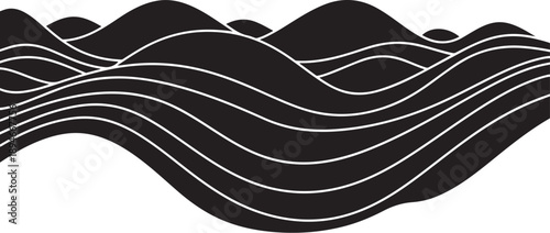Black wavy lines on white background graphic design element