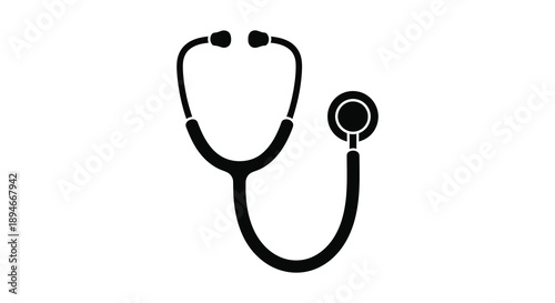 A simple black illustration depicting a medical stethoscope a symbol of healthcare in a stark silhouette high quality