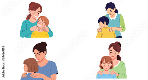 Parent comforting child with affection and care