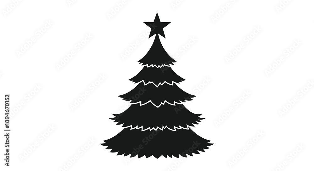 Obraz premium A stark black silhouette of a christmas tree with a star atop representing festive holiday cheer silhouette