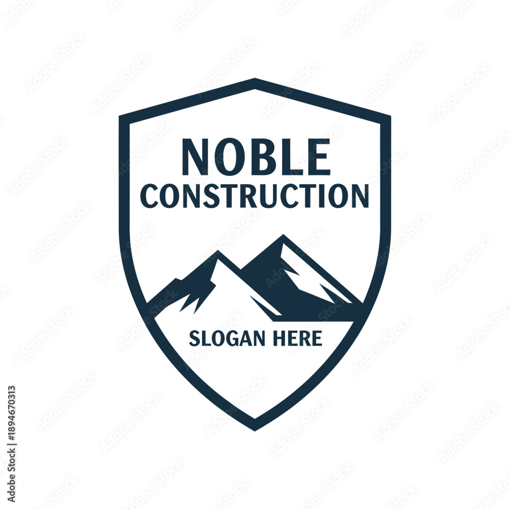 Fototapeta premium Noble Construction Company Logo with Mountain Emblem.
