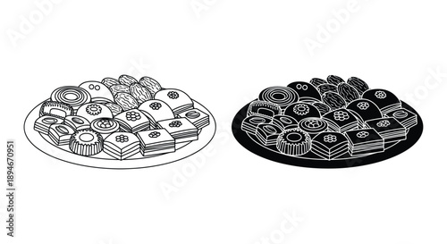 Decorative Plate Designs - Black and White Illustrations