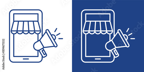 Marketing Blue And White Icon Style Collection