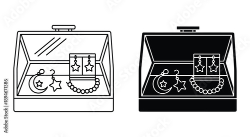 Black and White Jewelry Box Illustration