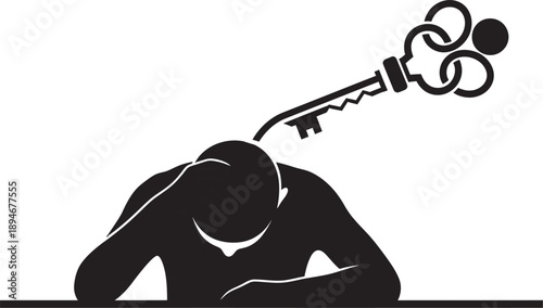 A person with a key emerging from their head