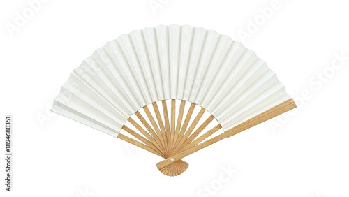 Minimalist white paper fan with wooden frame