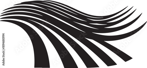 Abstract black curved lines on white background illustration design