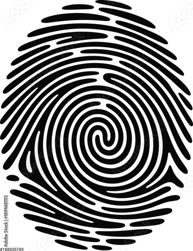 Detailed black fingerprint pattern biometric identification authentication confirmation illustration unique identity verification vector for security system access control personal data protection cri