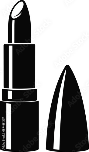 Elegant Black Lipstick Open on White Background Minimalist Beauty Product for Makeup Artists Fashion Designers Cosmetic Brands Beauty Bloggers and Social Media Marketing Campaigns Product Mockups and