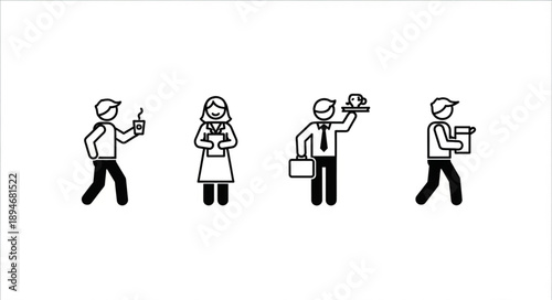 Diverse group of stick figures representing different professions and activities.