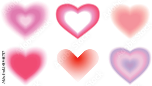 Glossy and Blurred Heart Shapes Collection for Romantic Digital Artwork