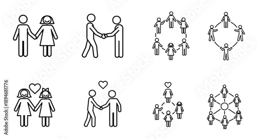 Diverse Group of People Icons Representing Relationships and Community.