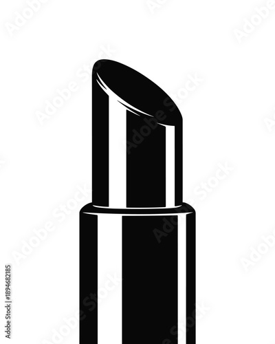 Elegant black lipstick tube isolated on white background minimalist cosmetic product for beauty advertising and makeup promotions professional stylish design for cosmetic brand marketing materials and
