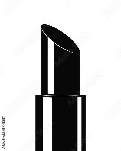 Elegant black lipstick minimal style illustration for beauty blog cosmetic product promotion luxury makeup advertising feminine fashion glamour icon beauty parlor design simple monochromatic graphic e