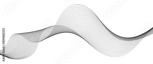 Dynamic wavy abstract lines design element.  Black lines vector illustration.