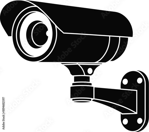Black security camera monitoring system surveillance equipment for crime prevention and protection in public or private areas modern technology safety and security concept for business buildings and h