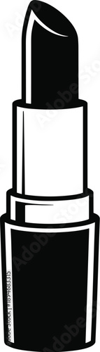 Elegant black lipstick tube isolated on white background professional cosmetic product vector illustration for beauty advertising fashion blog makeup tutorial graphic design branding template beauty i