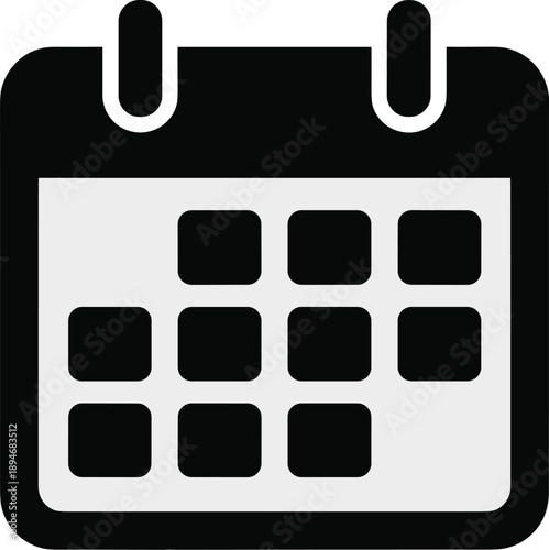 Calendar schedule icon appointment reminder in black and white minimal design for business planning project management timeline organization for corporate events meetings deadlines printable web ui ux