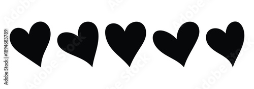 Heart shape Love symbol. Heart icons in different heart shape. Heart icon set isolated on white background.