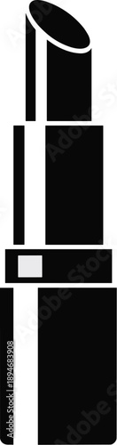 Elegant black lipstick tube illustration glamour beauty product cosmetic for makeup fashion minimalist design artistic icon decorative element promotional image for beauty blogs social media content a