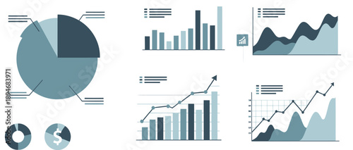 Business analytics and finance charts showing market trends and growth