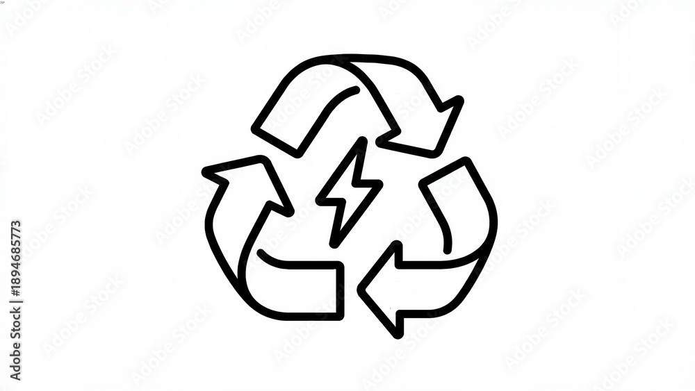 Fototapeta premium Recycling symbol with lightning bolt