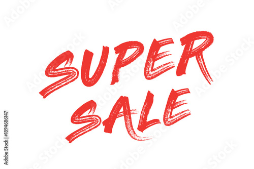 Super sale – simple vector graphics without unnecessary additions, red lettering on a white background ver 3