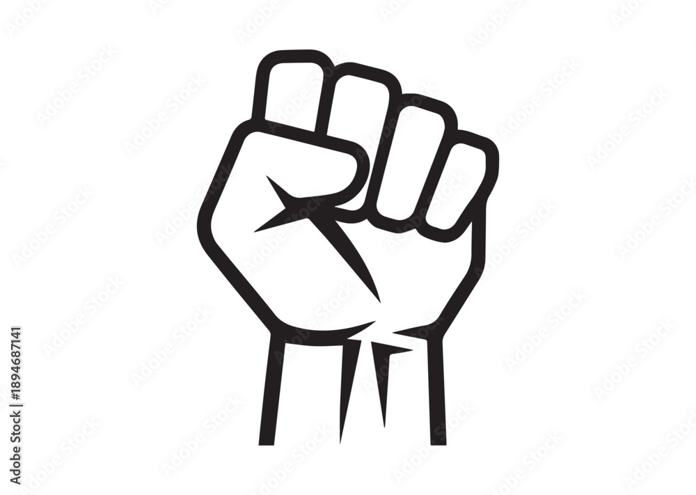 Obraz premium Power fist line art icon, Power fist outline vector