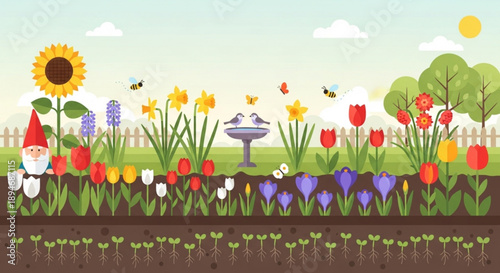 Happy st patrick's day greeting with shamrocks pot of gold and rainbow on green background