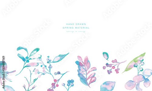 水彩。水彩タッチの春カラー植物イラスト。ベクターのメルヘンカラー植物イラスト。
Watercolor. Spring color plant illustration with a watercolor touch. Fairy tale color plant illustration in vector.