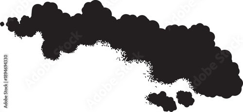 Black smoke cloud on white background abstract design element