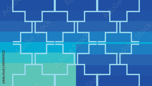 Visually striking abstract composition with repeating geometric units in a refreshing blue to turquoise color transition, ideal for modern graphic backdrops