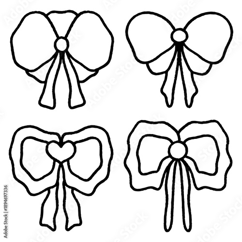 Bows elements doodle bundle.