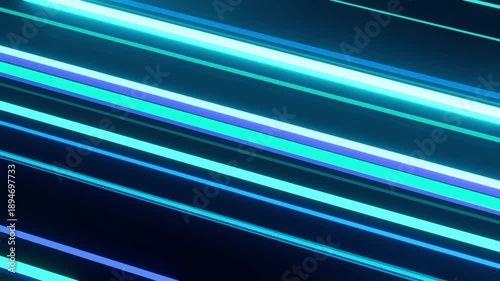 斜めに走る沢山の青い光の線の3DCGアニメーション。抽象的でスタイリッシュなイメージ4K動画素材。最先端のIT技術や通信事業のプロモーションに適したイメージ映像