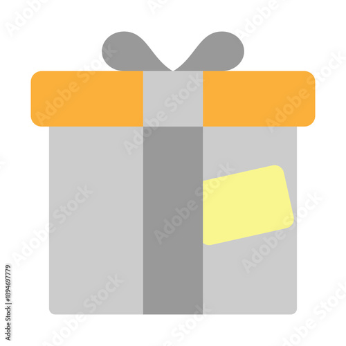 Gift Box with Card Vector Flat Icon Design