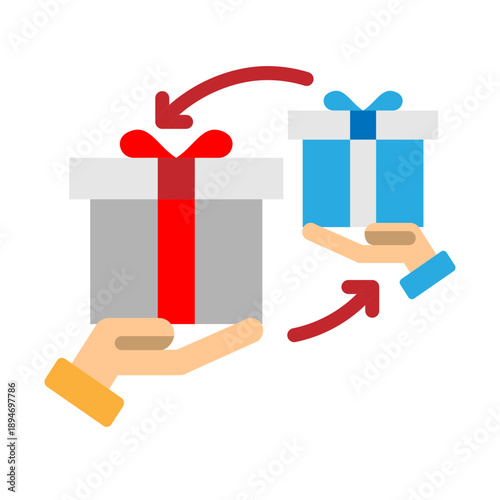 Gift Exchange Vector Flat Icon Design