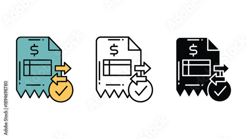 A set of colorful icons representing financial transactions and time management