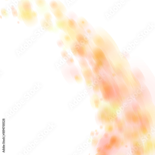 オレンジ系の粒がカーブ状に広がる抽象背景